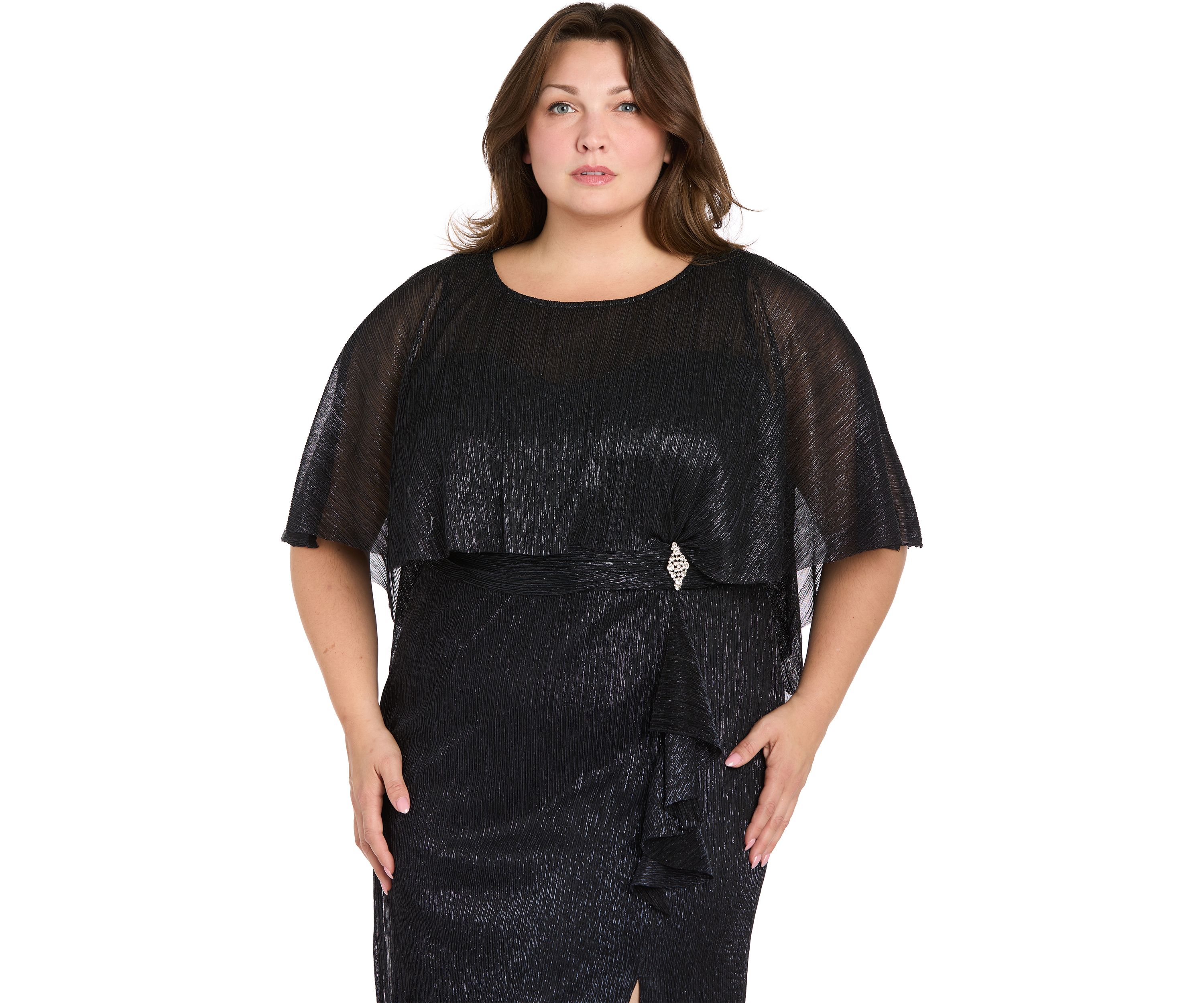 Plus Size Short Sleeve Crew Neck Chiffon Dress