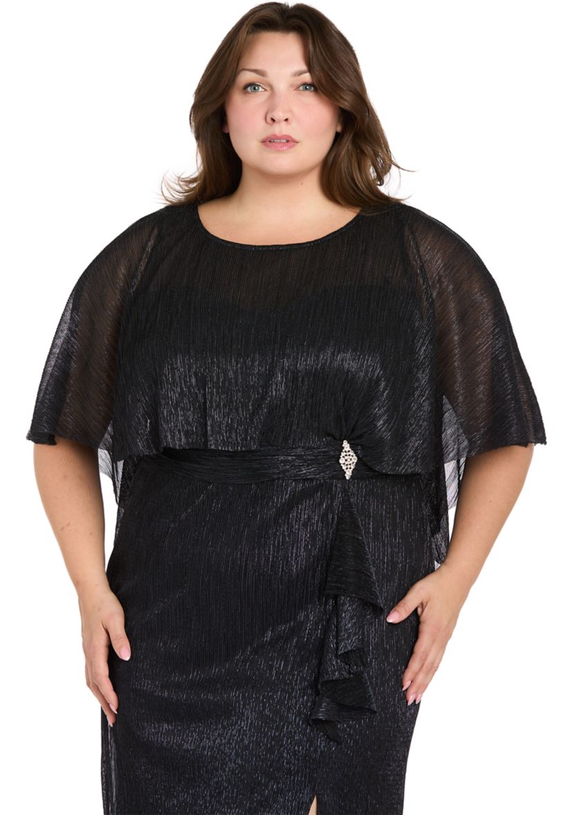 Plus Size Short Sleeve Crew Neck Chiffon Dress