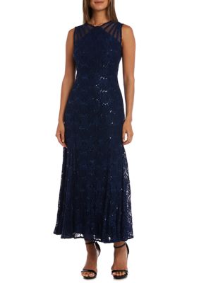 R & M Richards Women's Sleeveless Sequin Lace Gown