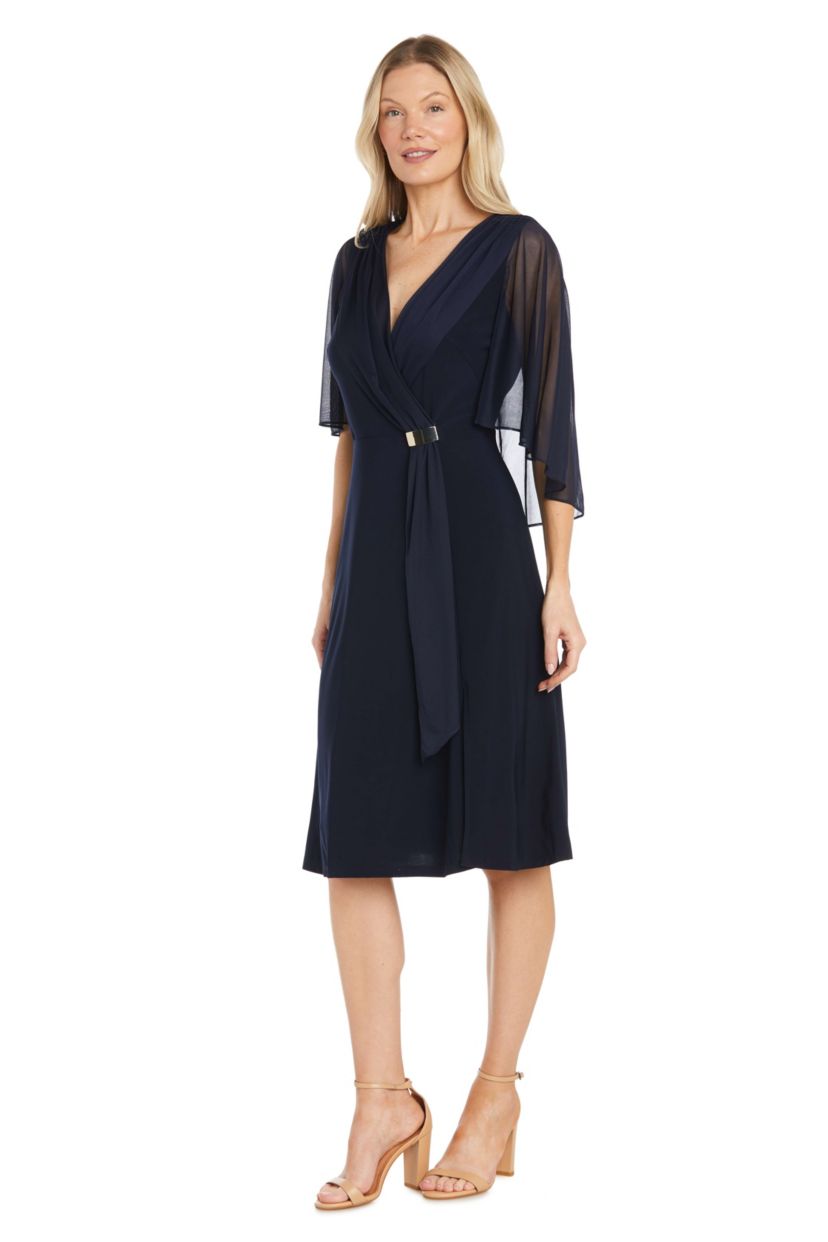 Missy 1Pc Capelet Faux Wrap Waist Detail Dress