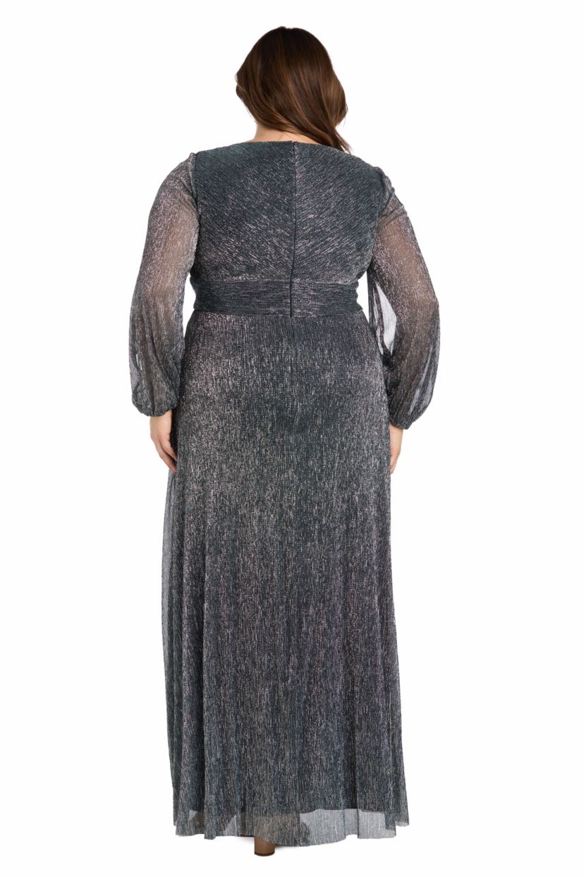 Womens 1Pc Long Crinkle Pleated Dress with Split Sleeve