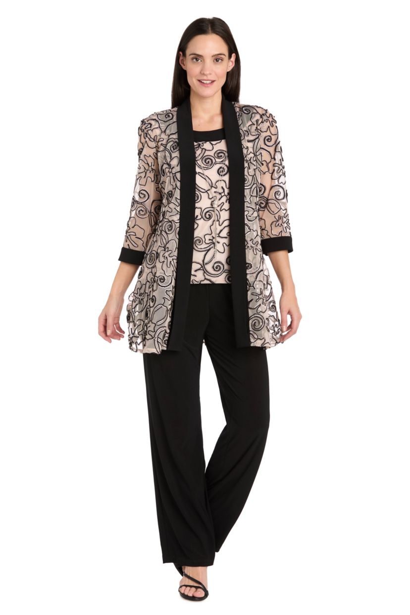 Missy 2pc Mock Embellished Two Tone Pant Set