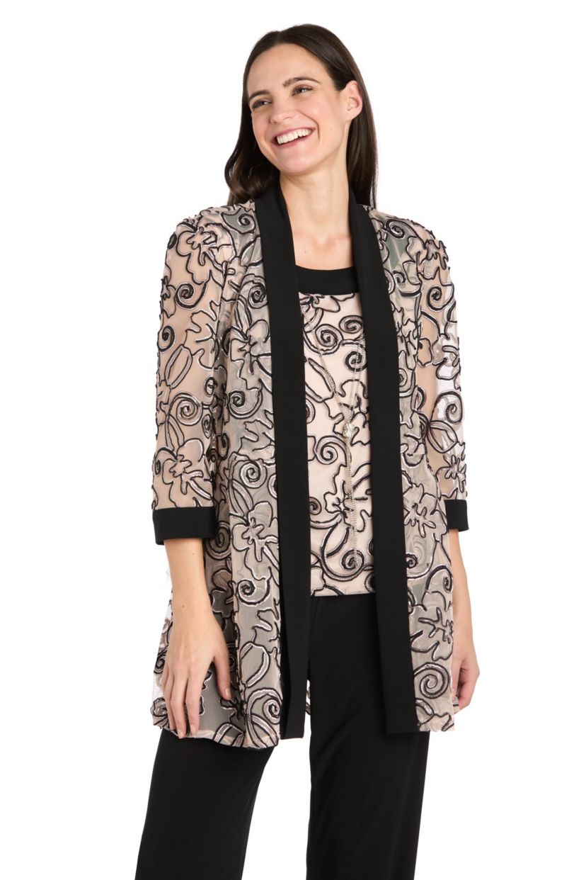 Missy 2pc Mock Embellished Two Tone Pant Set