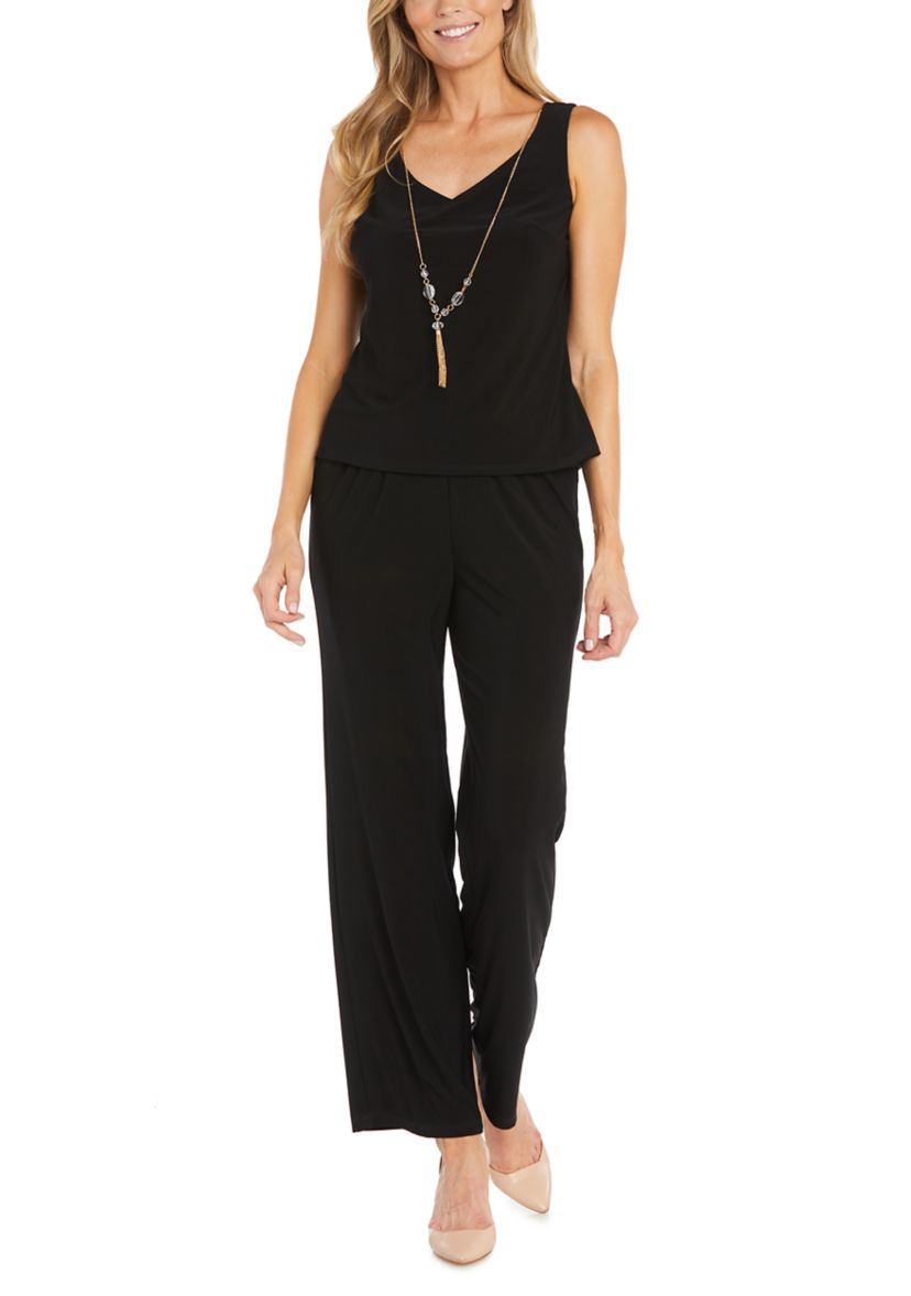 Womens V-Neck Tank, Sequin Topper and Pants Set 