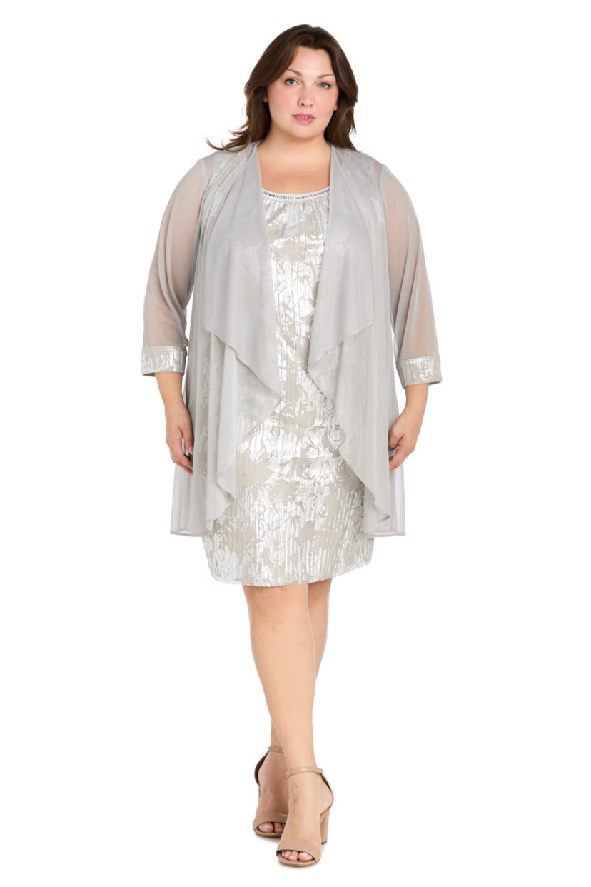 2pc Foil Matte Jacket Dress