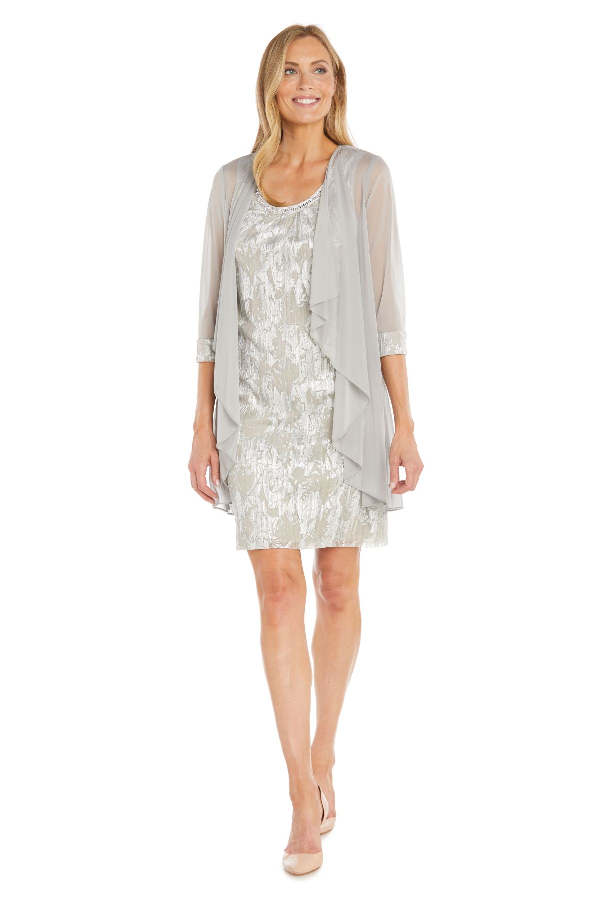 2pc Foil Matte Jacket Dress