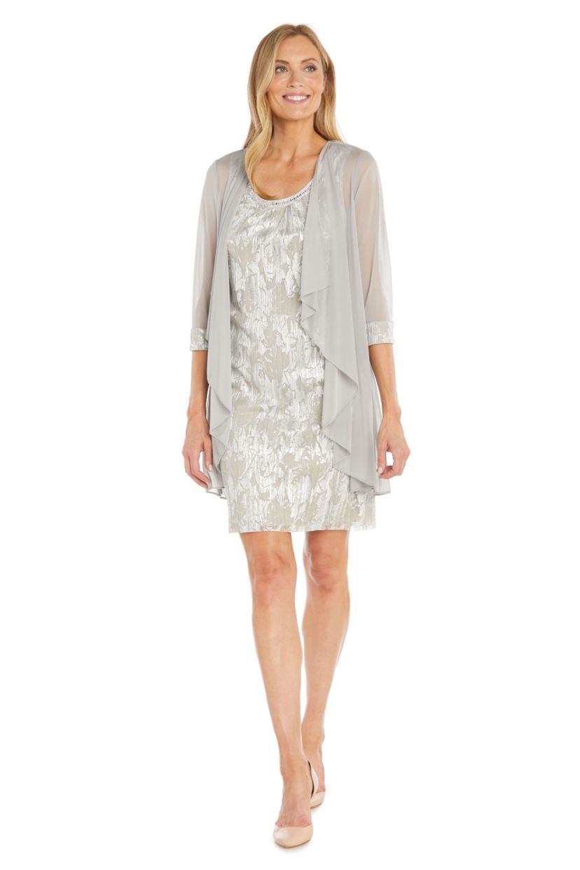 2pc Foil Matte Jacket Dress