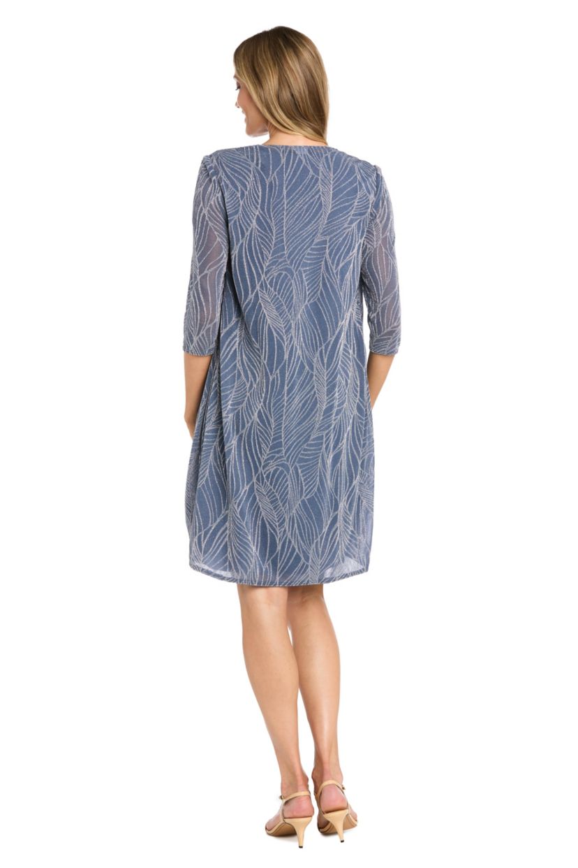 2Pc Printed Jacket Dress with Detachable Necklace