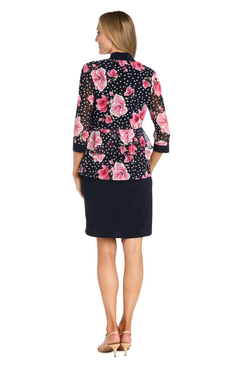 2Pc Printed Jacket Dress with Detachable Necklace