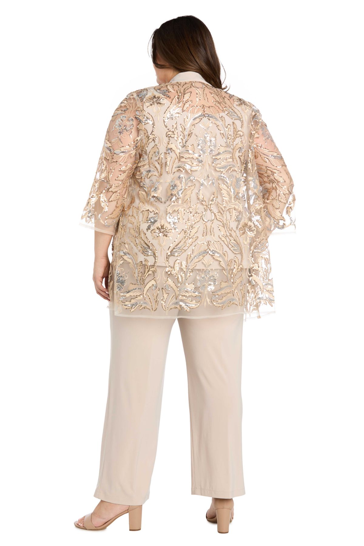 Womens 3pc Pantsuit With a Threadwork And Beaded Pattern Jacket