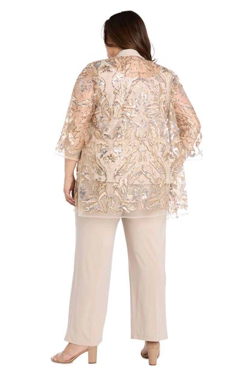 Womens 3pc Pantsuit With a Threadwork And Beaded Pattern Jacket