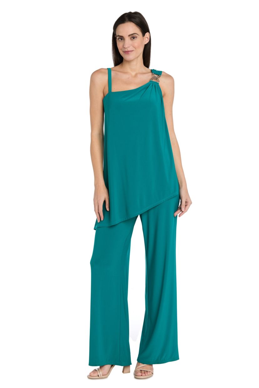 1Pc Tunic One Shoulder Jumpsuit with Buckle