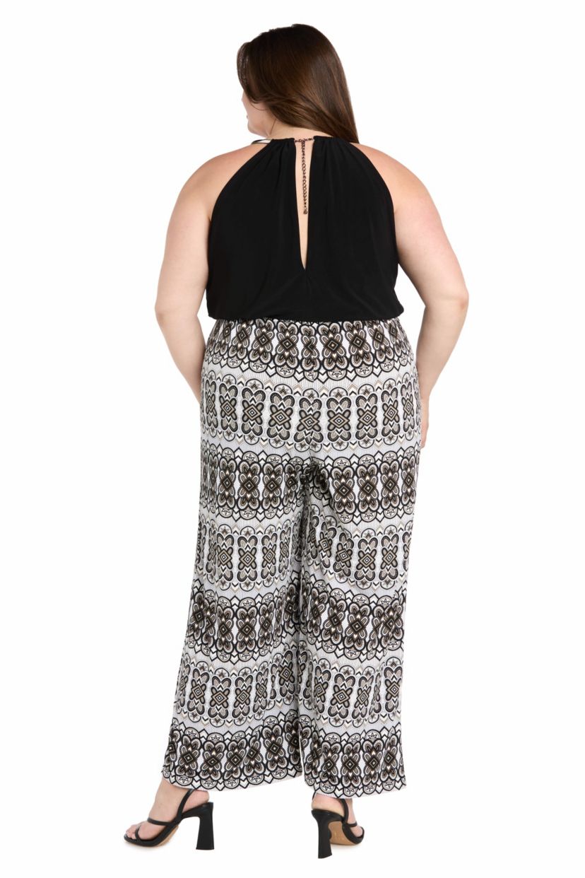Womens 1Pc Mixed Media Blouson Jumpsuit