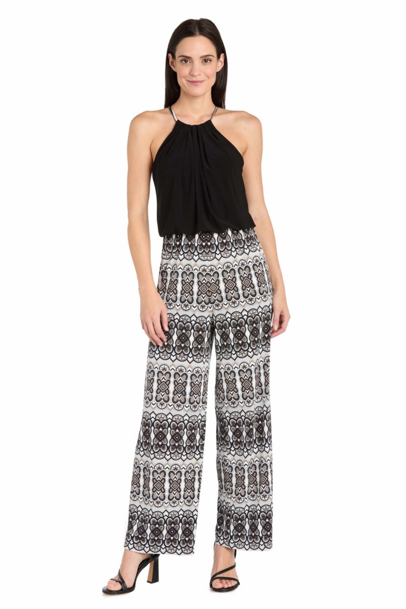 Missy 1Pc Mixed Media Blouson Jumpsuit