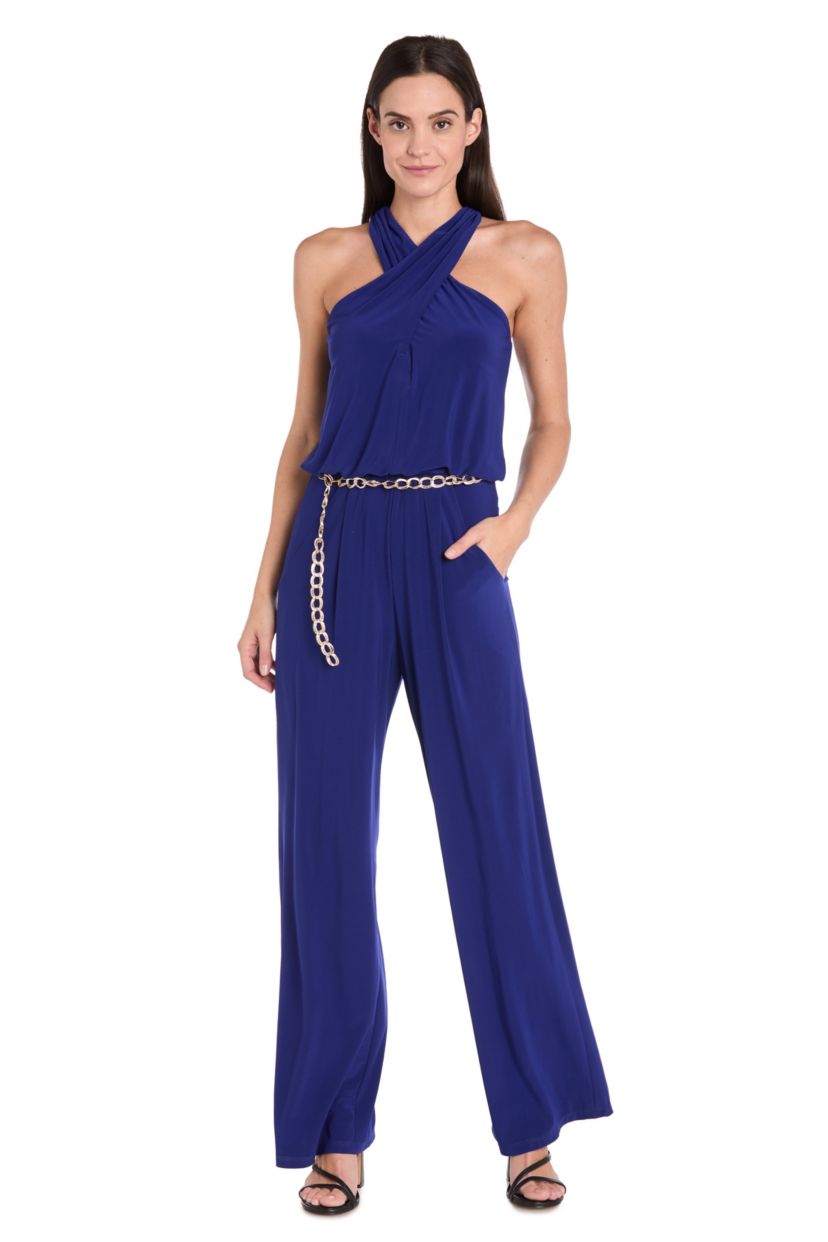 1Pc Cross Front Halter Jumpsuit