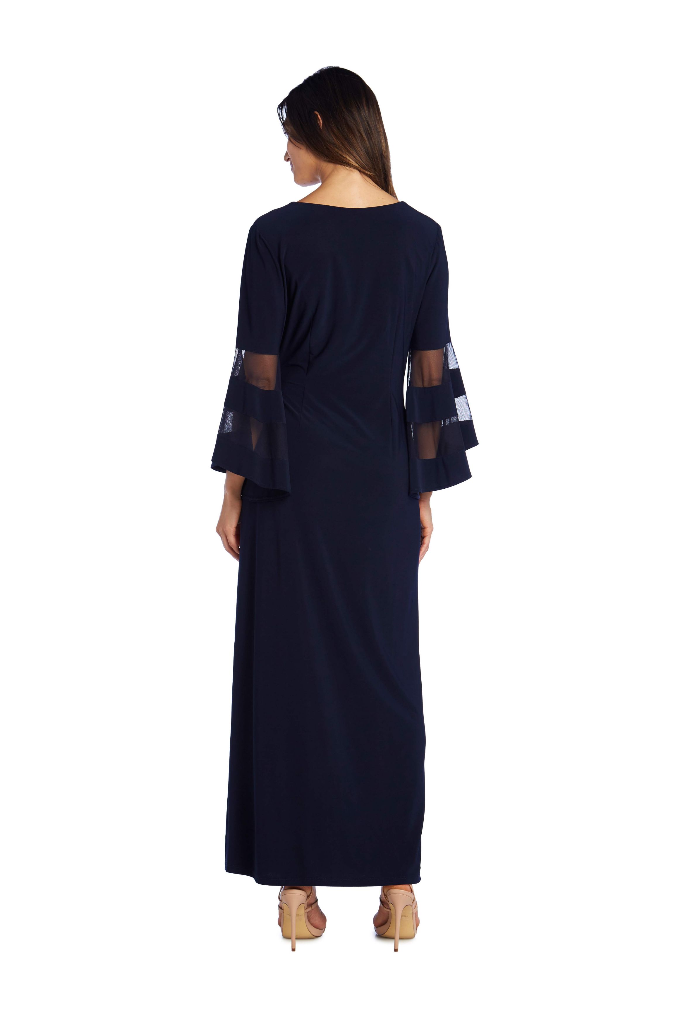 Missy Sheer Trim Angel Sleeve Long Wrap Dress