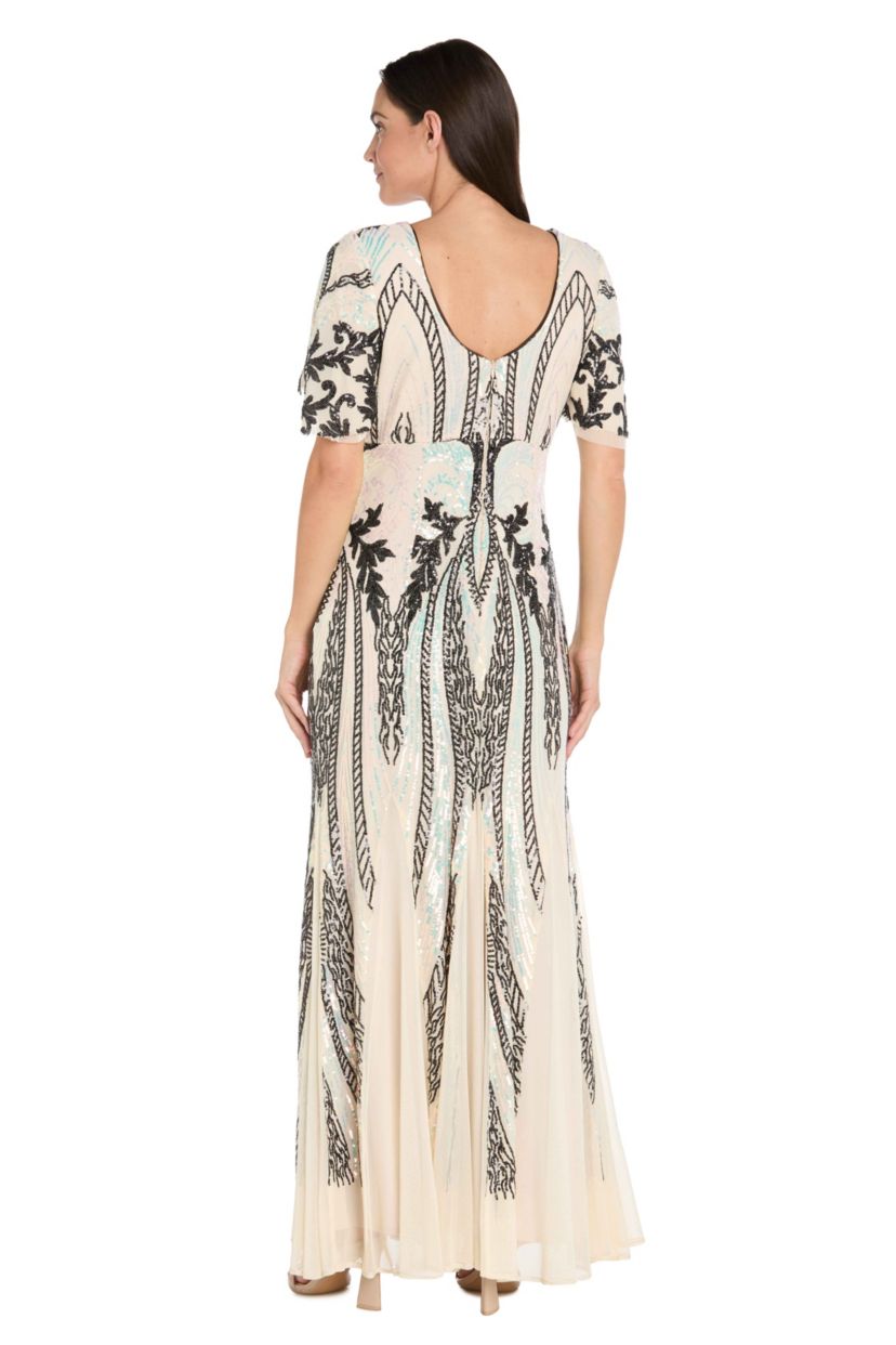 Embellished Iridescent Sequin Long Dress