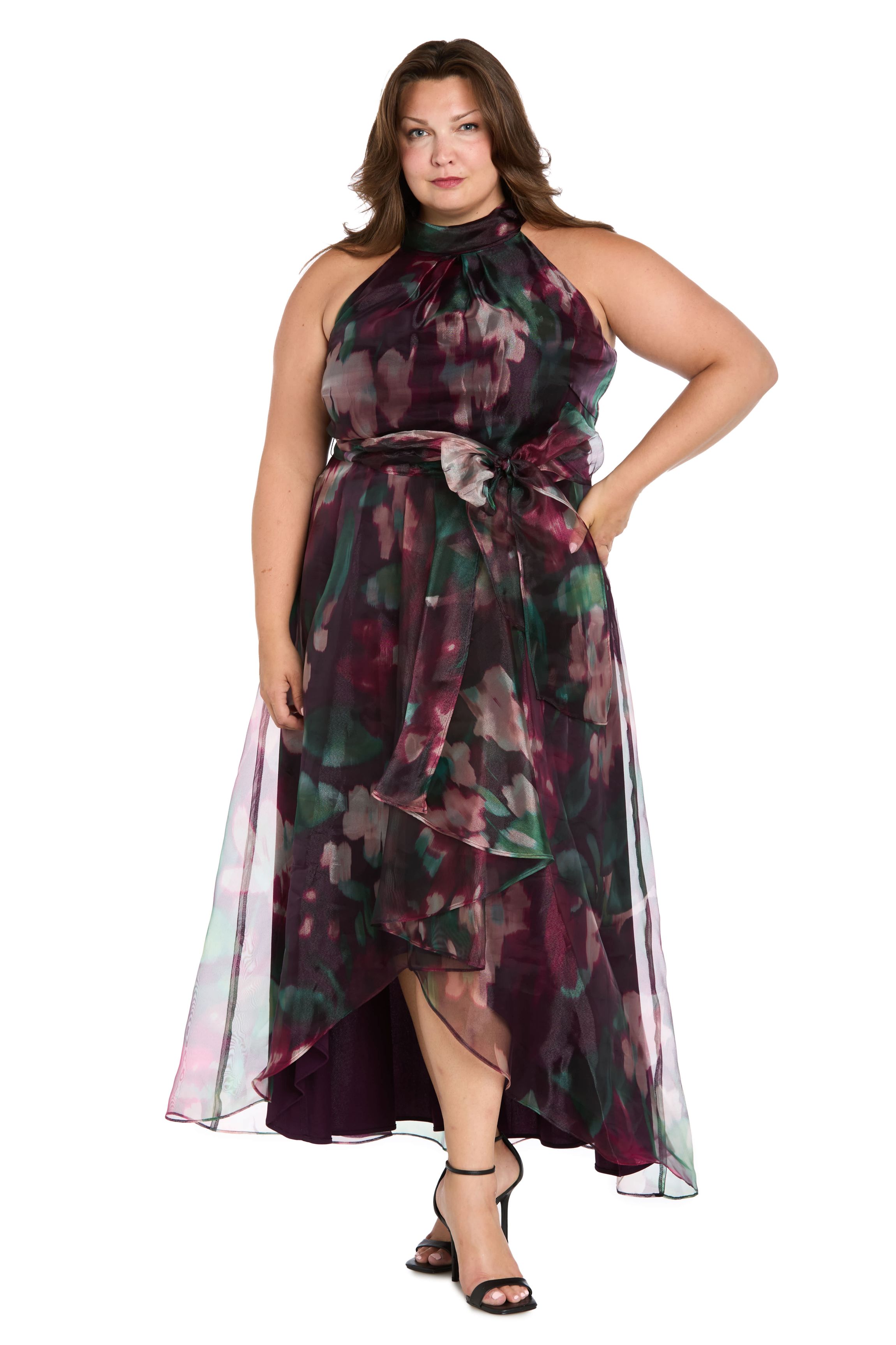 Long Printed Organza Dress