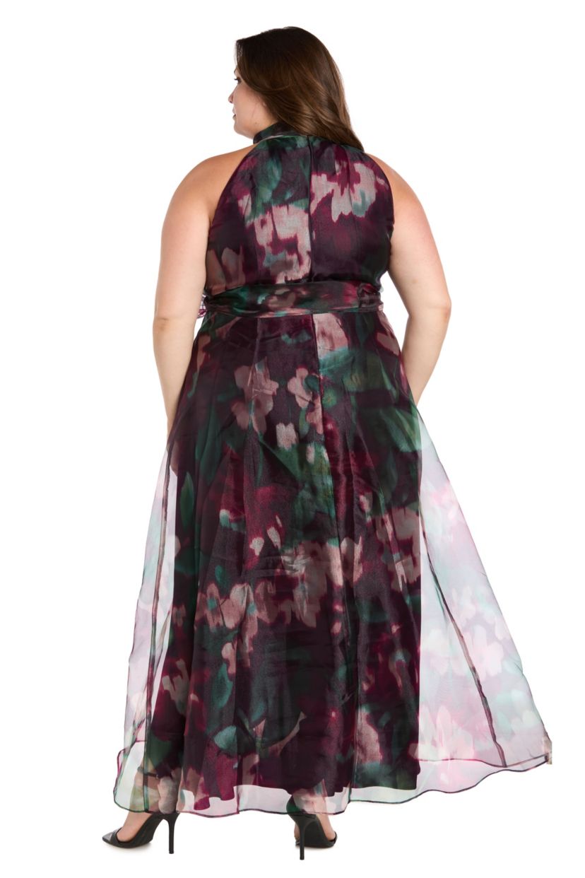 Long Printed Organza Dress