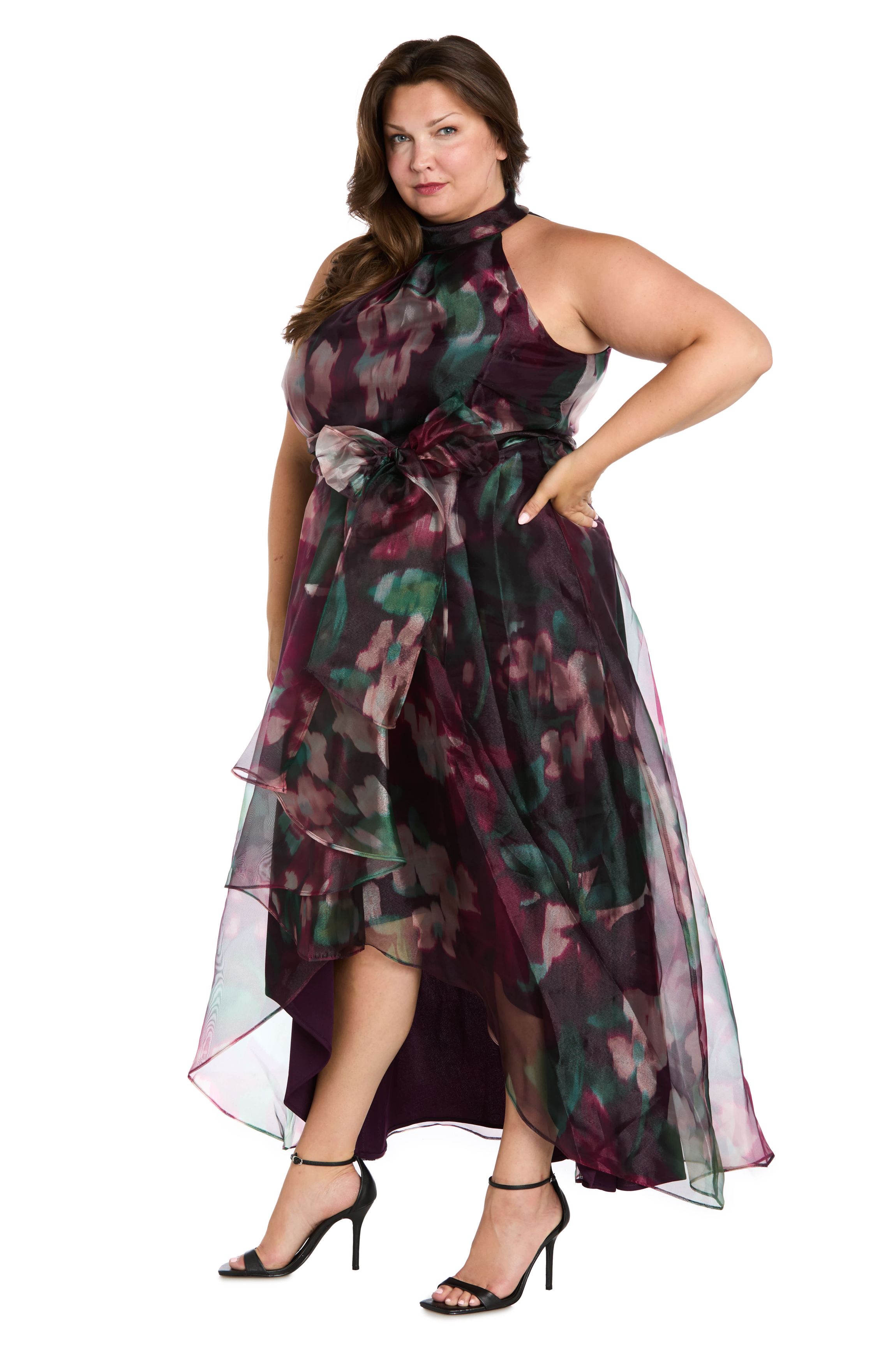 Long Printed Organza Dress