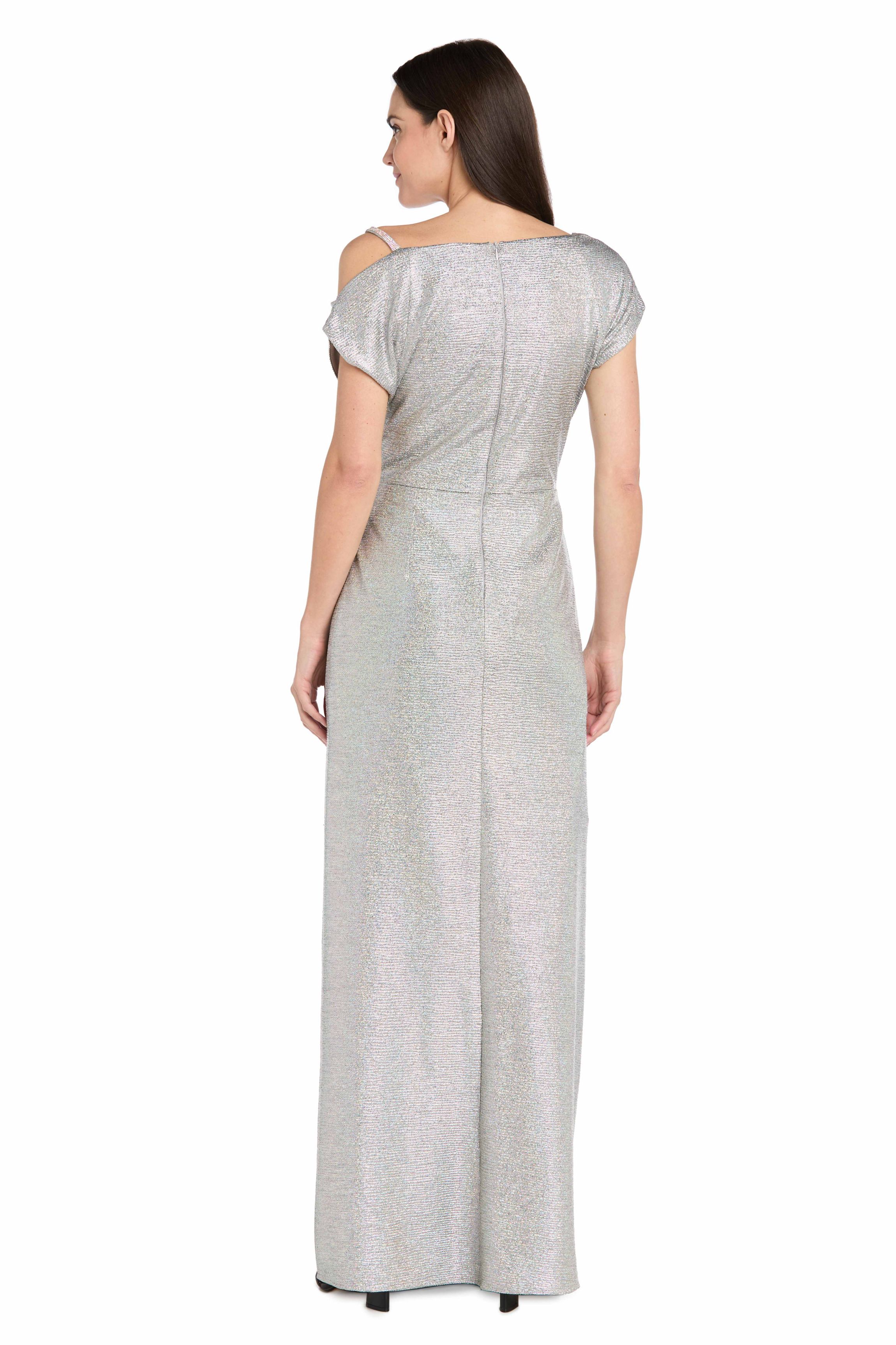 Metallic Foil Knit Side Drape Dress