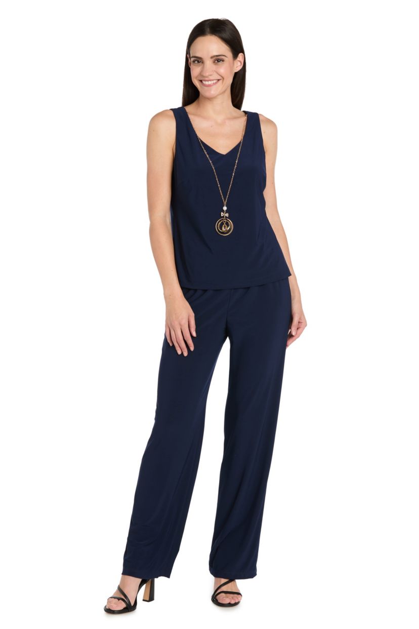 Pantsuit with Contrast Soutache Floral Jacket
