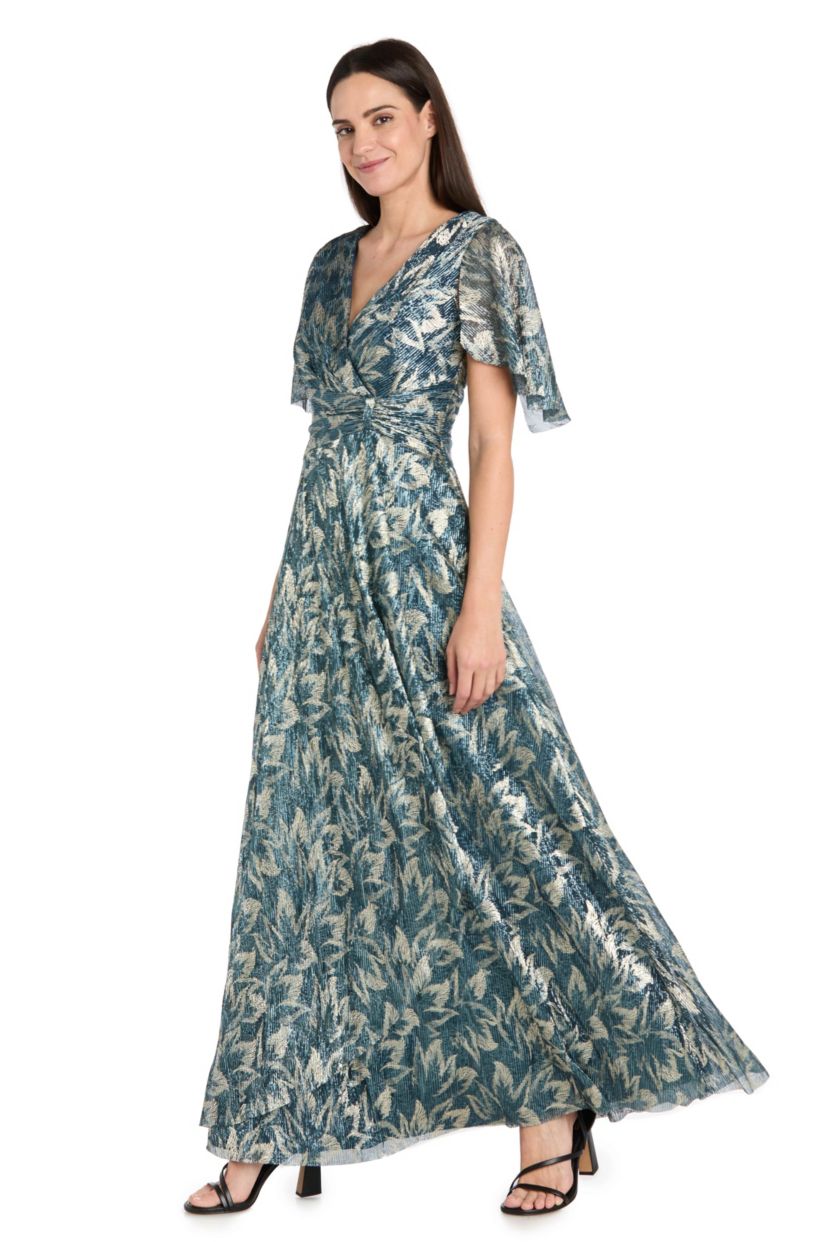 Long Metallic Printed Dress