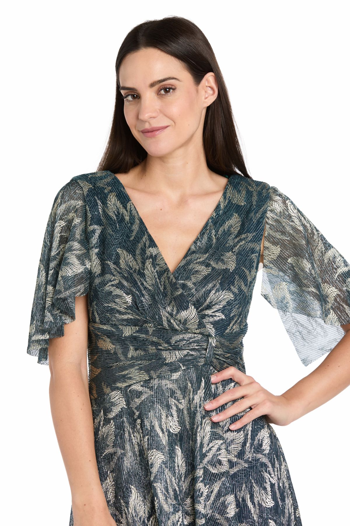 Long Metallic Printed Dress