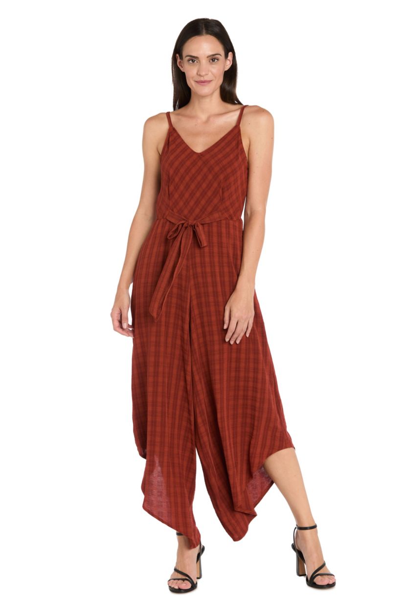Petite 1Pc Scarf Hem Jumpsuit with Front Tie