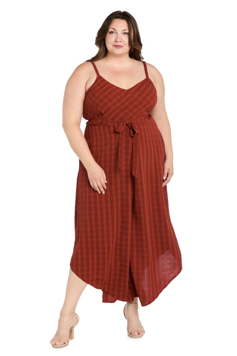 Womens 1Pc Scarf Hem Jumpsuit with Front Tie