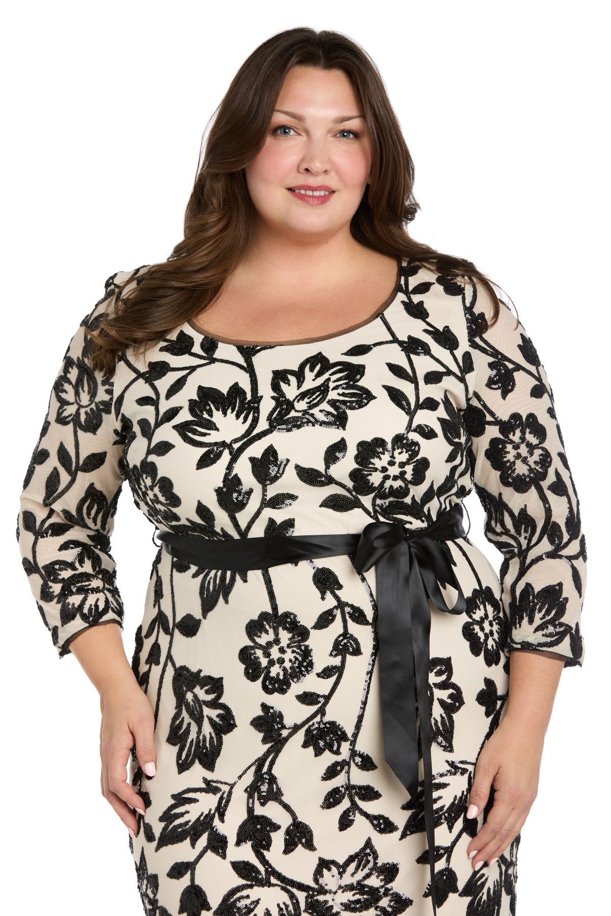 Long Floral Beaded Dress