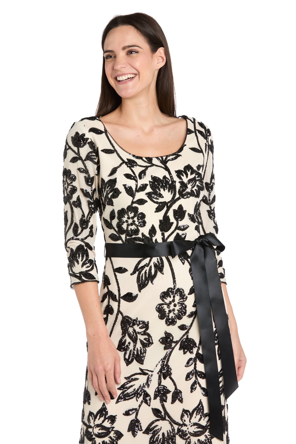 Long Floral Beaded Dress