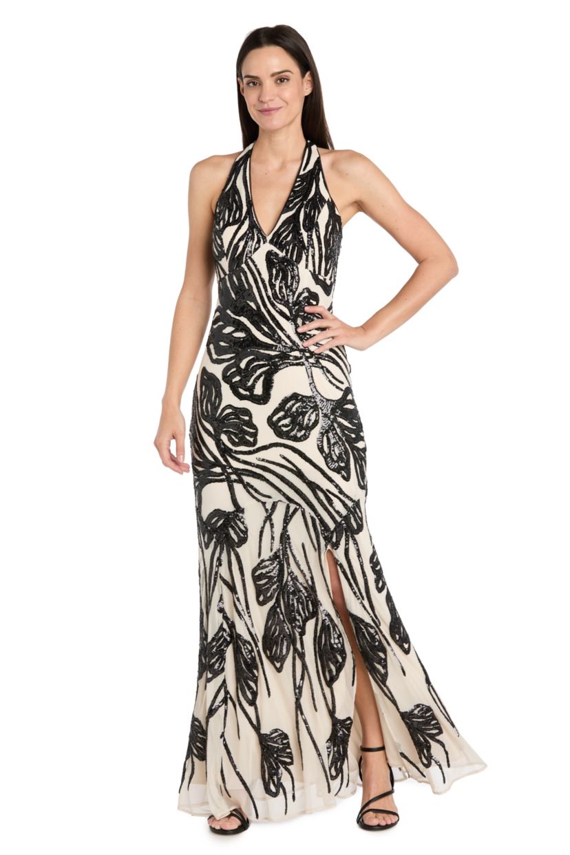 Long Beaded Halter Dress