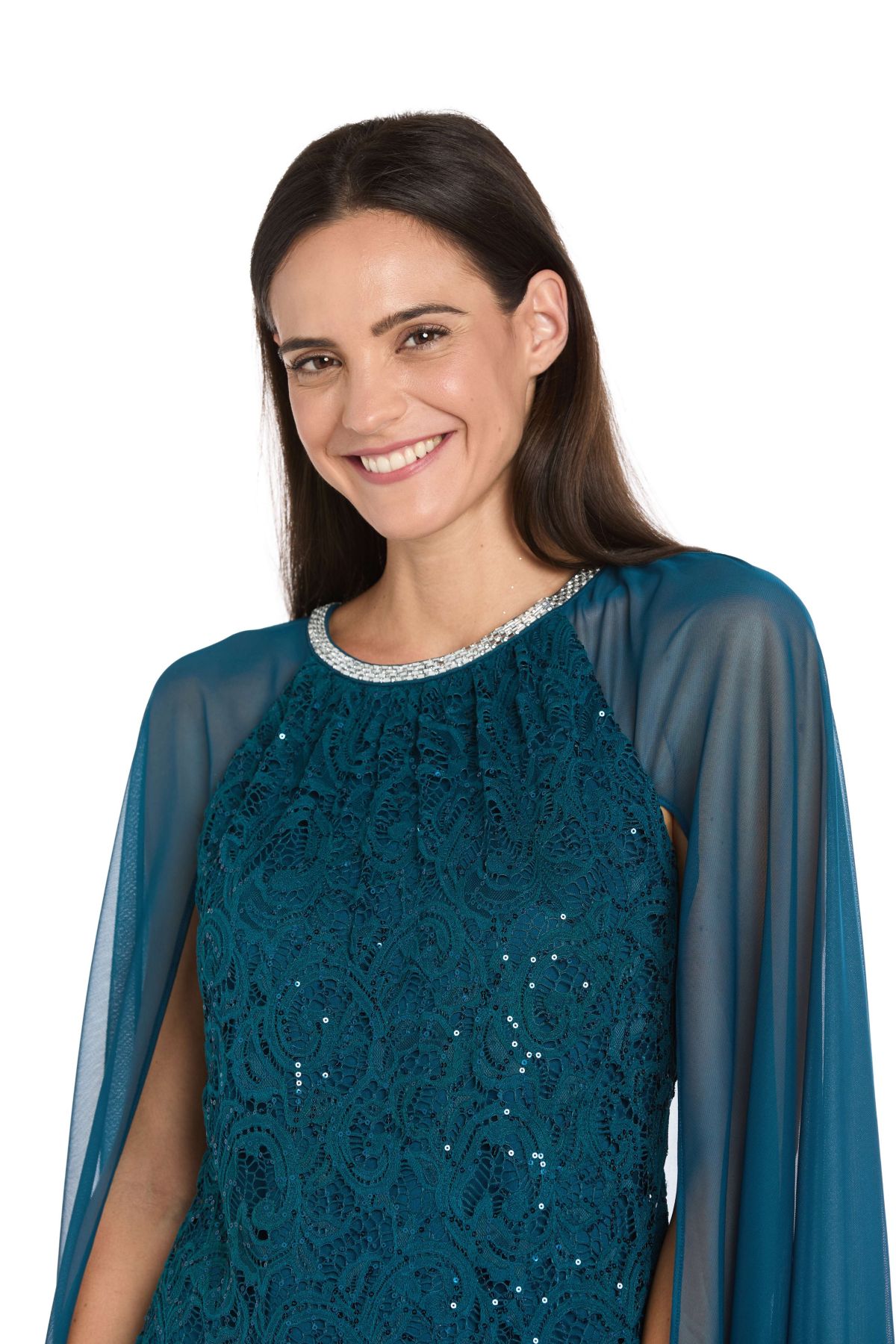 Short Sequin Lace Caplet Dress