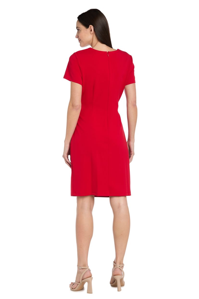 Missy 1Pc Short Sheath Dress with Pleated Side