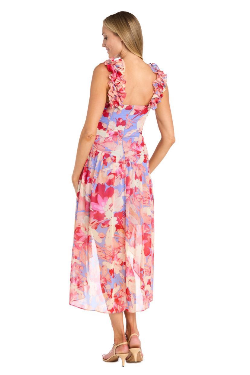 Missy 1Pc Faux Wrap Hi-Lo Dress with Shirred Waist