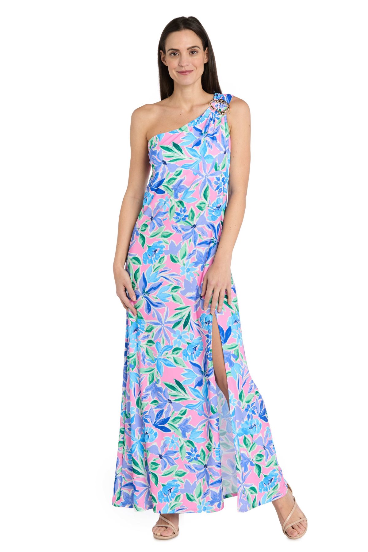 Missy 1Pc Printed One Shoulder Maxi Dress