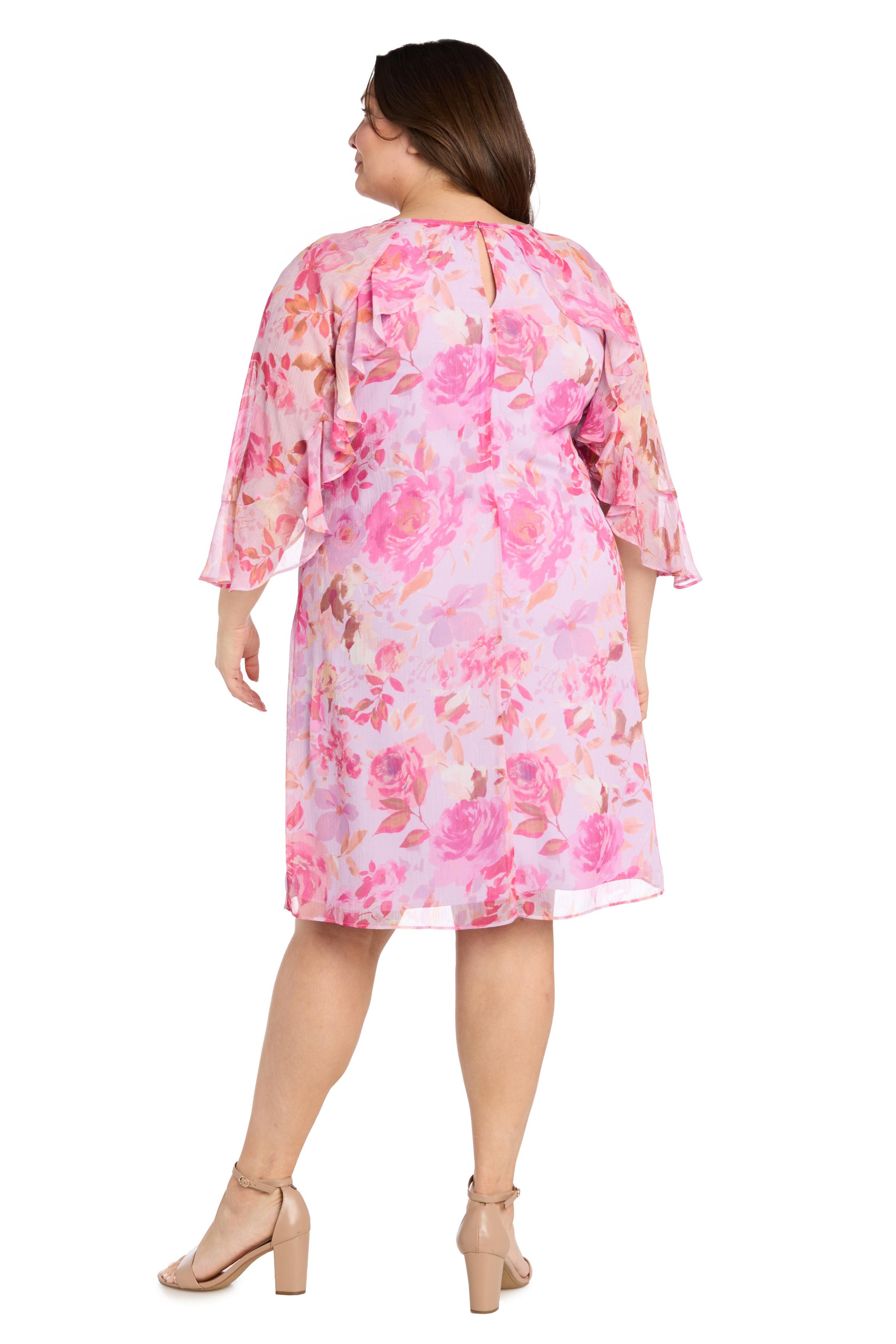 Womens 1Pc A-Line Dress with Keyhole and Ruffle Sleeves