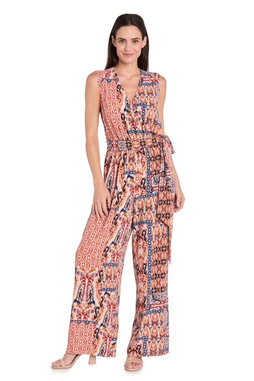 Missy 1Pc Ikat Printed Jumpsuit with Self Belt