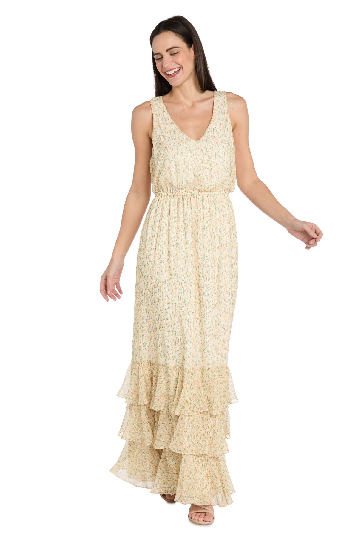 Missy 1Pc V-Neck Dress with Tiered Hem