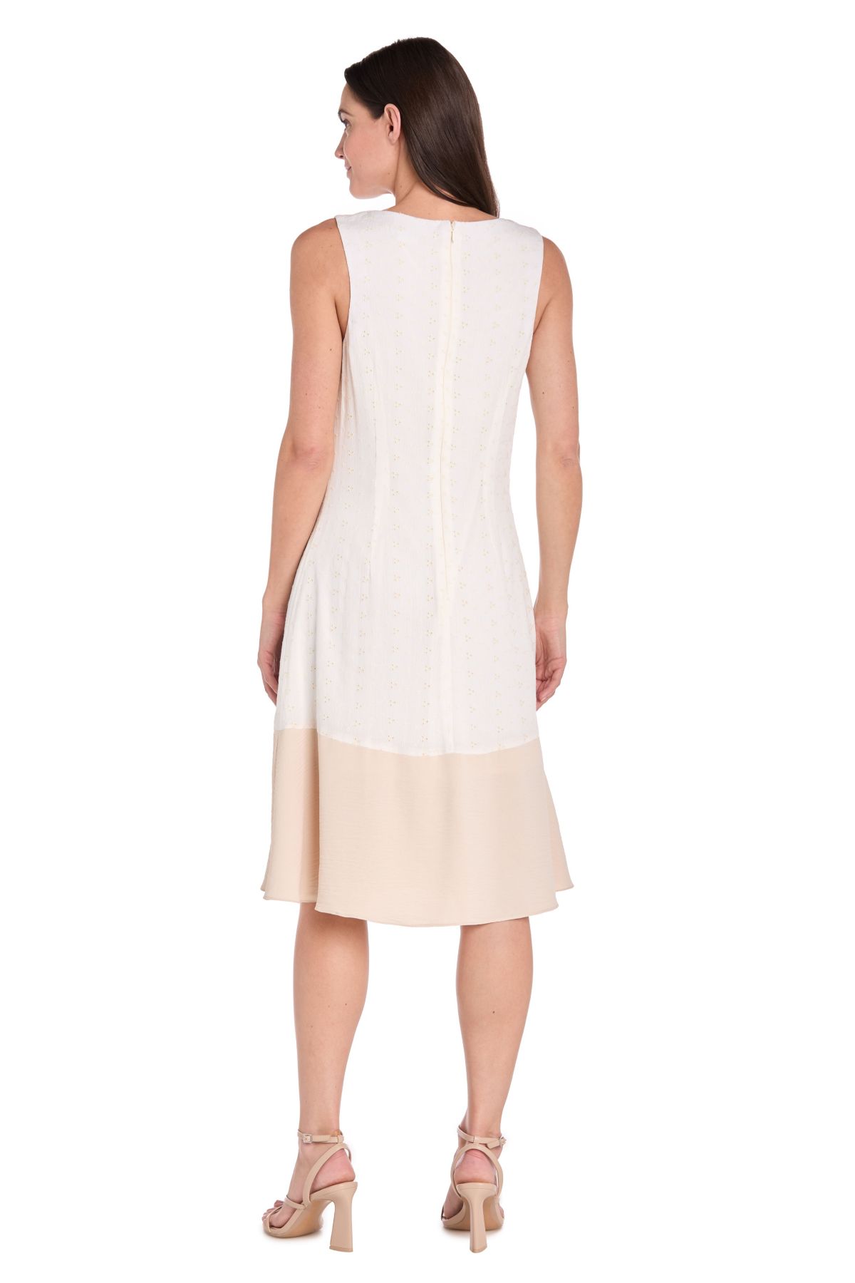 Missy 1Pc Tea Length Color Block Dress