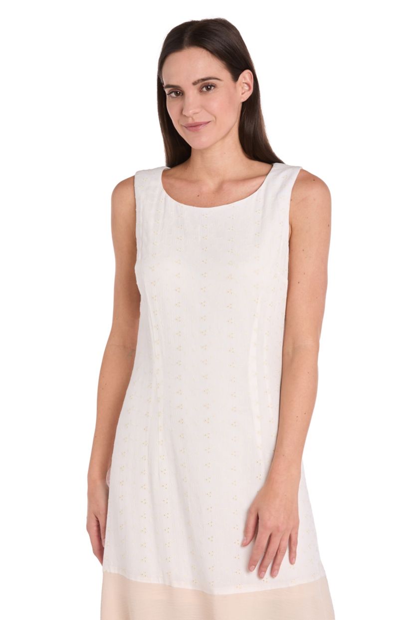 Missy 1Pc Tea Length Color Block Dress