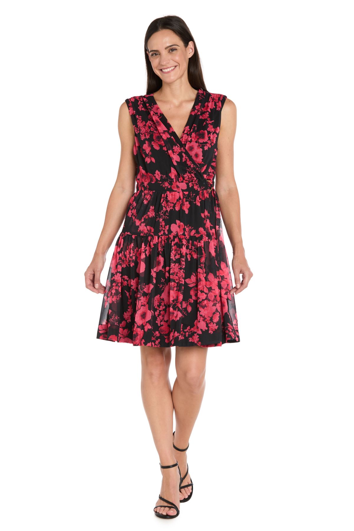 Sleeveless Printed Wrap Dress