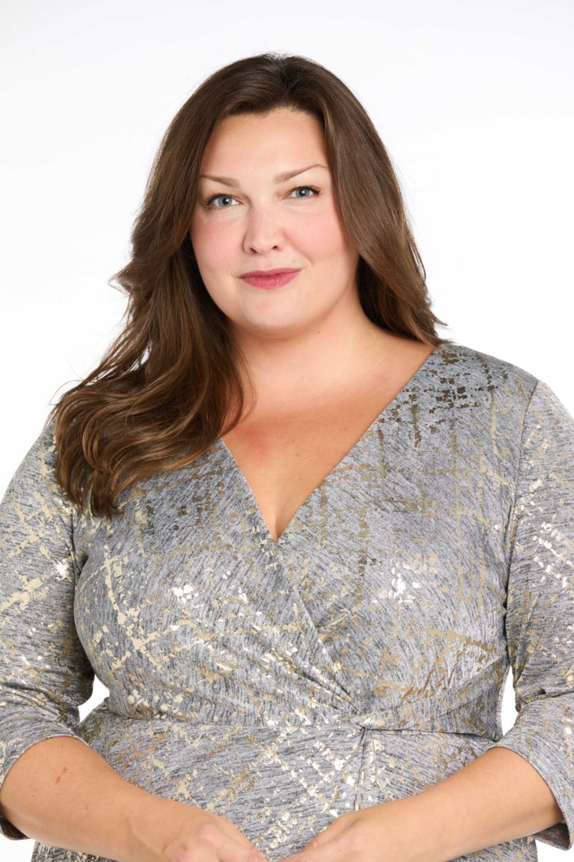 Wrap Knit Dress with Gold Foil