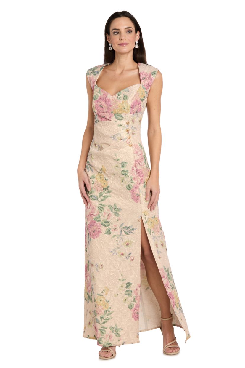 R & M Richards Women's Lace Sweetheart Neck Gown - Antique Rose - Size 12