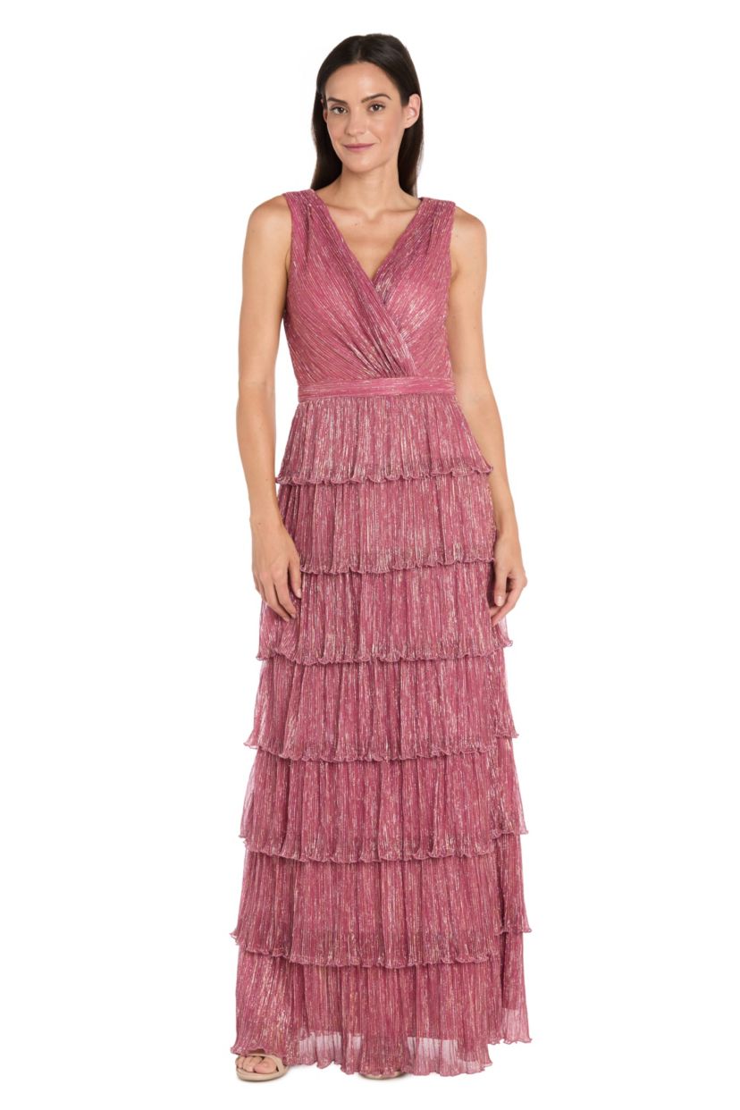Crinkle Pleated Tiered Dress