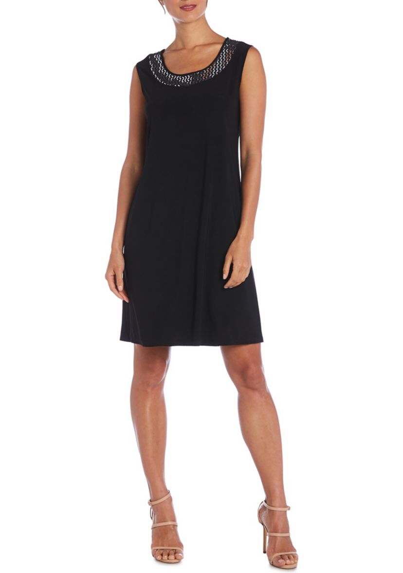 Womens 3/4 Sleeve Sequin Trim Jacket Dress