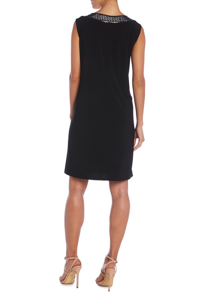 Womens 3/4 Sleeve Sequin Trim Jacket Dress