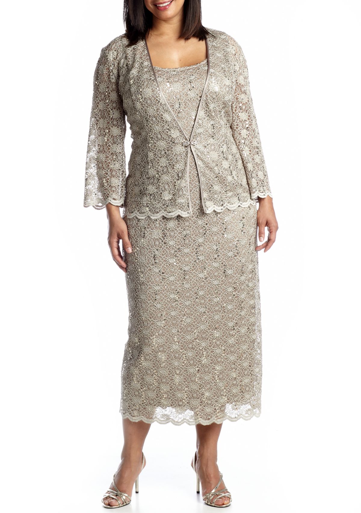 Plus Size Three-Quarter Sleeve Jacket Dress