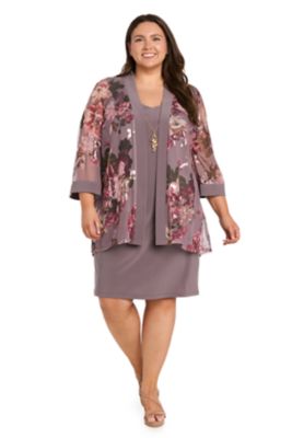 R & M Richards Women's Rosewood Printed Jacket Dress, 20 W